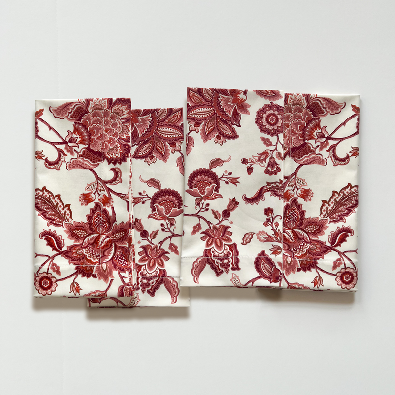 Red Floral Poplin Napkin