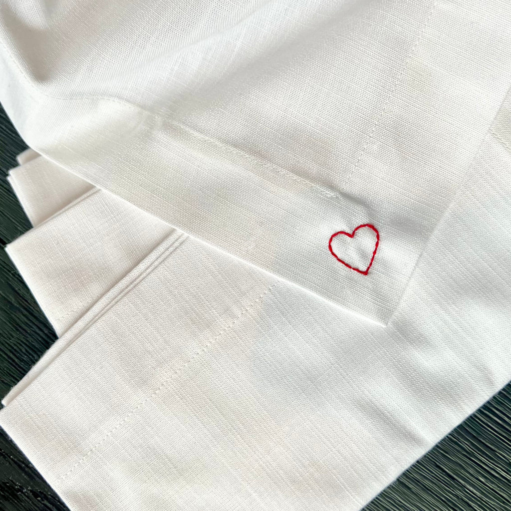 Valentine's Day White Linen Napkin