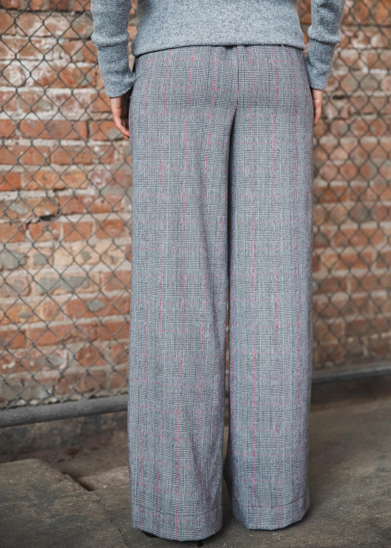 Glen Plaid Wide Leg Trouser