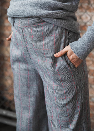 Glen Plaid Wide Leg Trouser